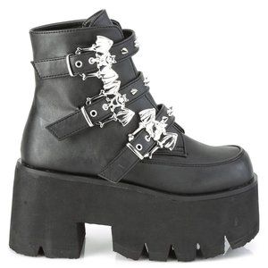 Gothic Bat Chunky High Heel Platform Ankle Boots